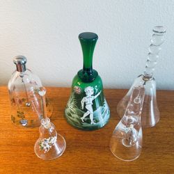 Five Beautiful Collectible Crystal Bells - Orefors Sweden & Bohemia Crystal Czechoslovakia 