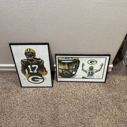 Davante Adams and Aaron Rodgers Glass Framed Posters