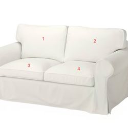 IKEA UPPLAND Loveseat – Blekinge White – only 4 Cushions – Great Condition