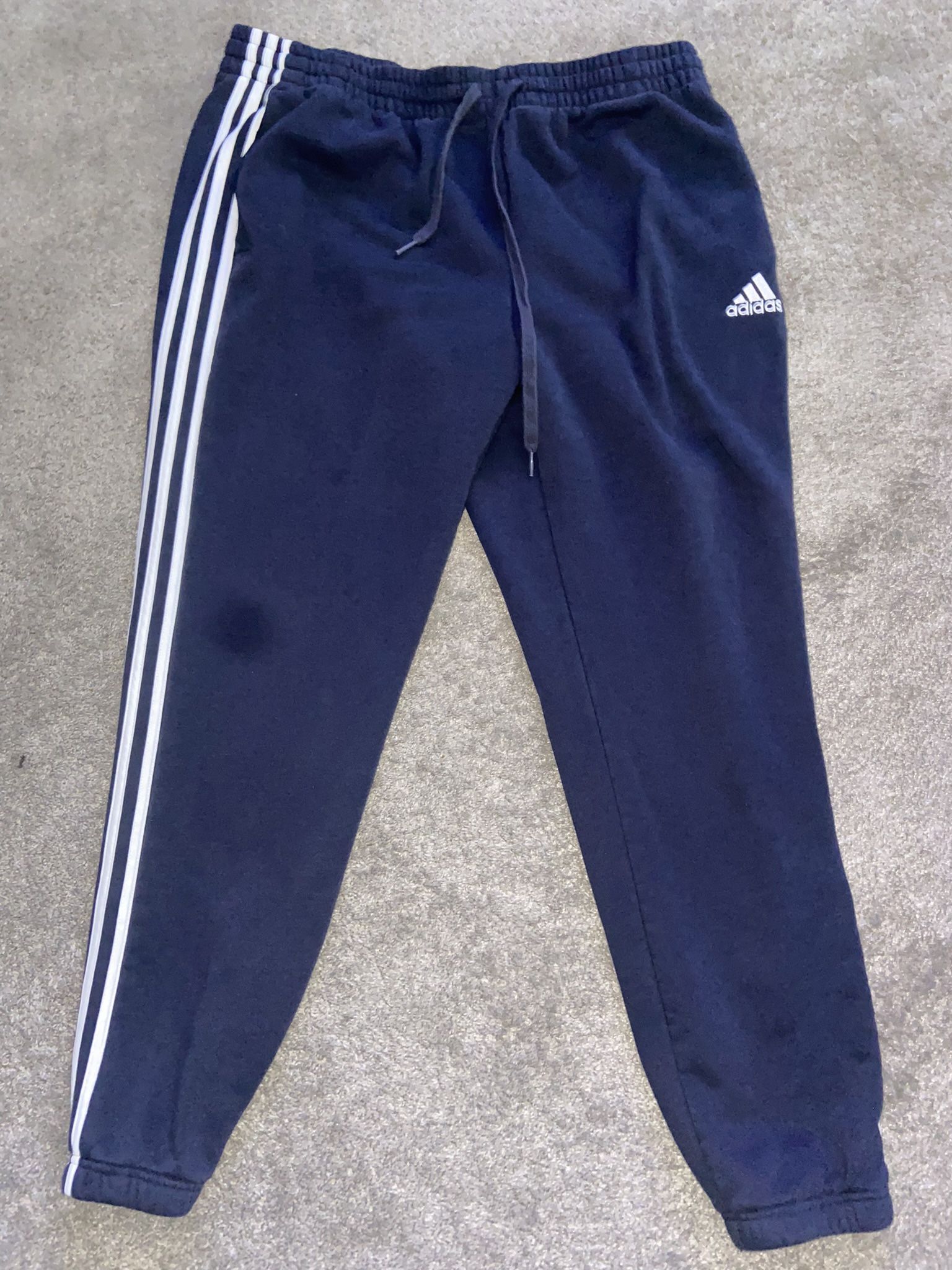 Adidas Men's Joggers Essentials Tapered Cuff 3-Stripes Gym Pants Phone Pocket L
