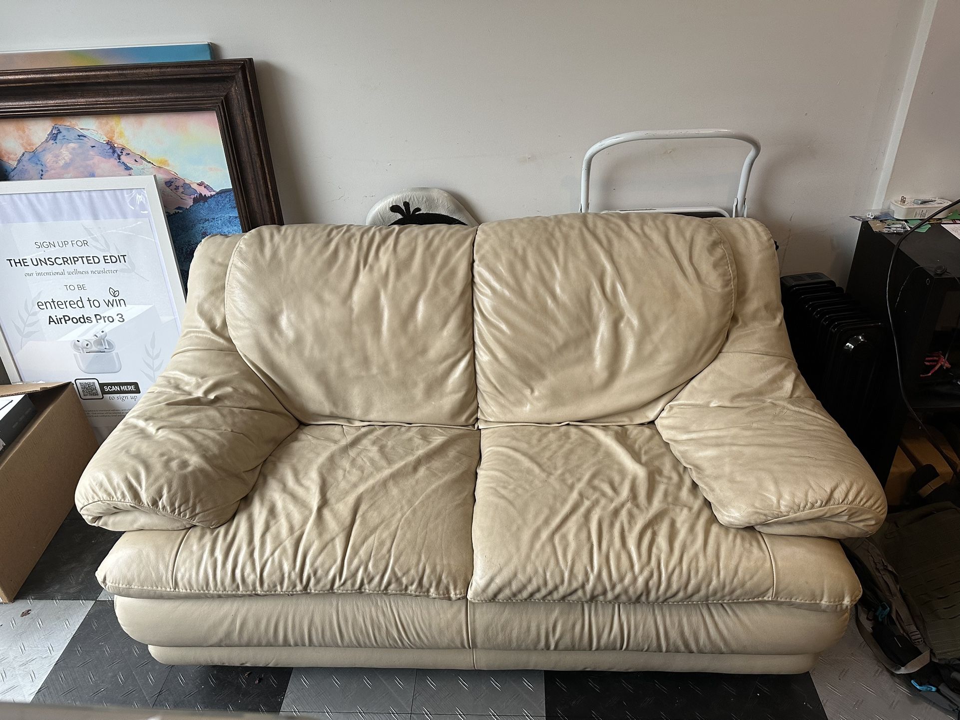 FREE Genuine Leather Loveseat Couch
