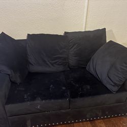 Two Black Rhinestone Couches