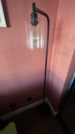 Industrial Floor Lamp with Glass Shade