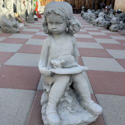 New Girl With Bird Made Out Of Cement Perfect Gift 🎁 