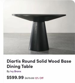 NEW DINING TABLE 48”dia x 30”ht// Black