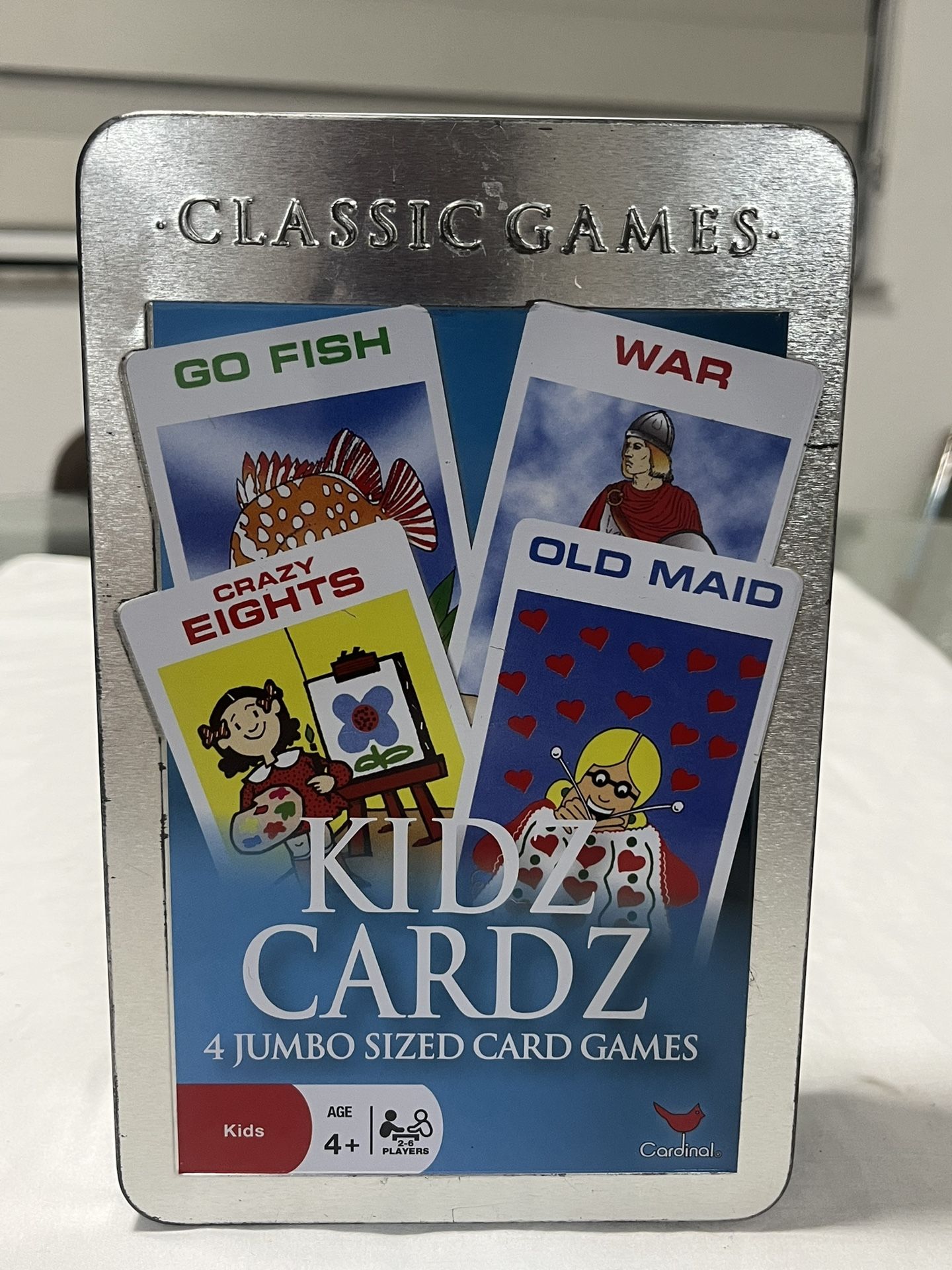 Classic Games Kids Cards In A Tin 4 Jumbo Sized Card Games Age 4+ 2-6 Players