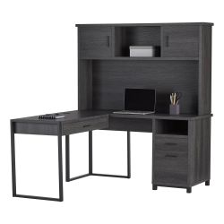  DeJori Collection L-Shaped Desk with Hutch – Like New w/ Wireless Charger