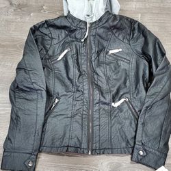 Women's Black Faux Leather Jacket Size XL