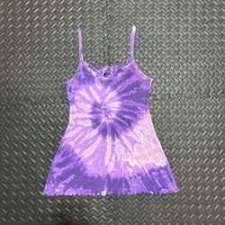 Vintage Color Touch Tie Dye Tank Top Spaghetti Strap Y2K Purple Womens No Size