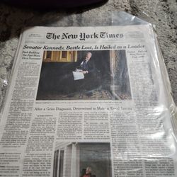 ny times newspaper senator Edward Kennedy dead