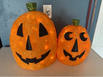 Light-Up Halloween Jack-O-Lantern Decorations Set of 2