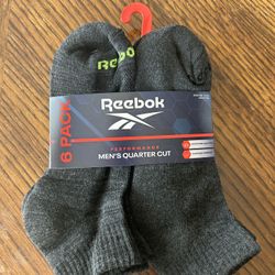 NWT Reebok men’s performance quarter cut socks 6 pairs