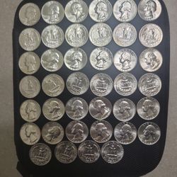 1964 BU Roll Of Washington Silver Quarters