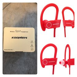 BRAND NEW/SEALED Bluetooth Headphones, KOOWIEN Bluetooth 4.1 Hands-free Calling Earbuds Wireless Stereo Running Headset (RED)