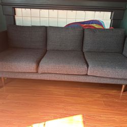 Grey Modern Couch And 2 Chairs 