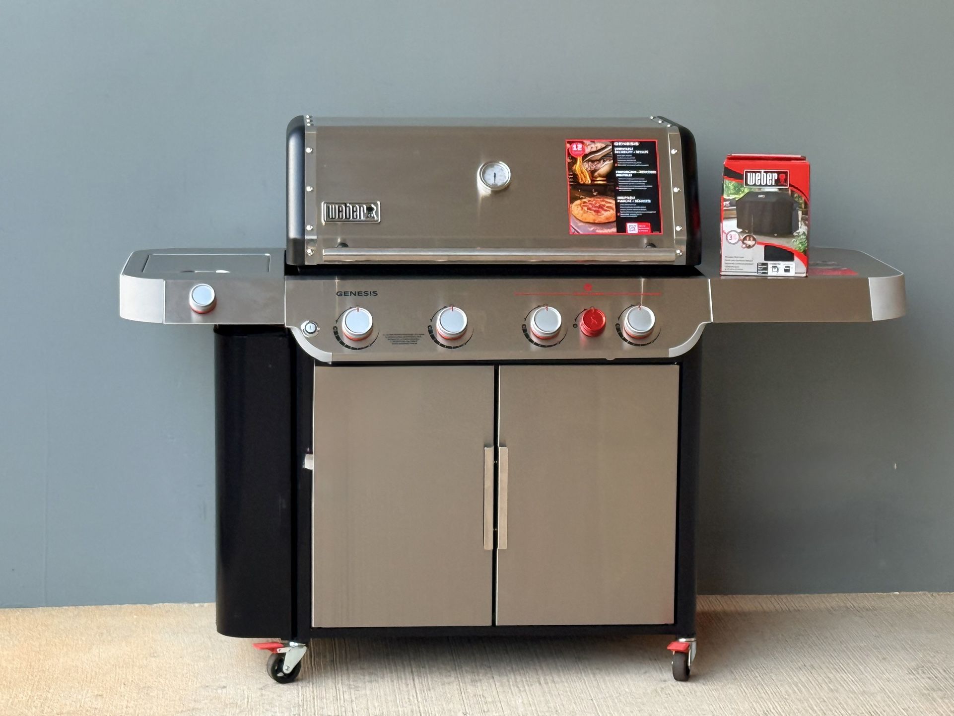 Brand new Weber Genesis S-435 Stainless Steel 4 -Burner Liquid Propane Gas Grill 1 - Side Burner with cover included.