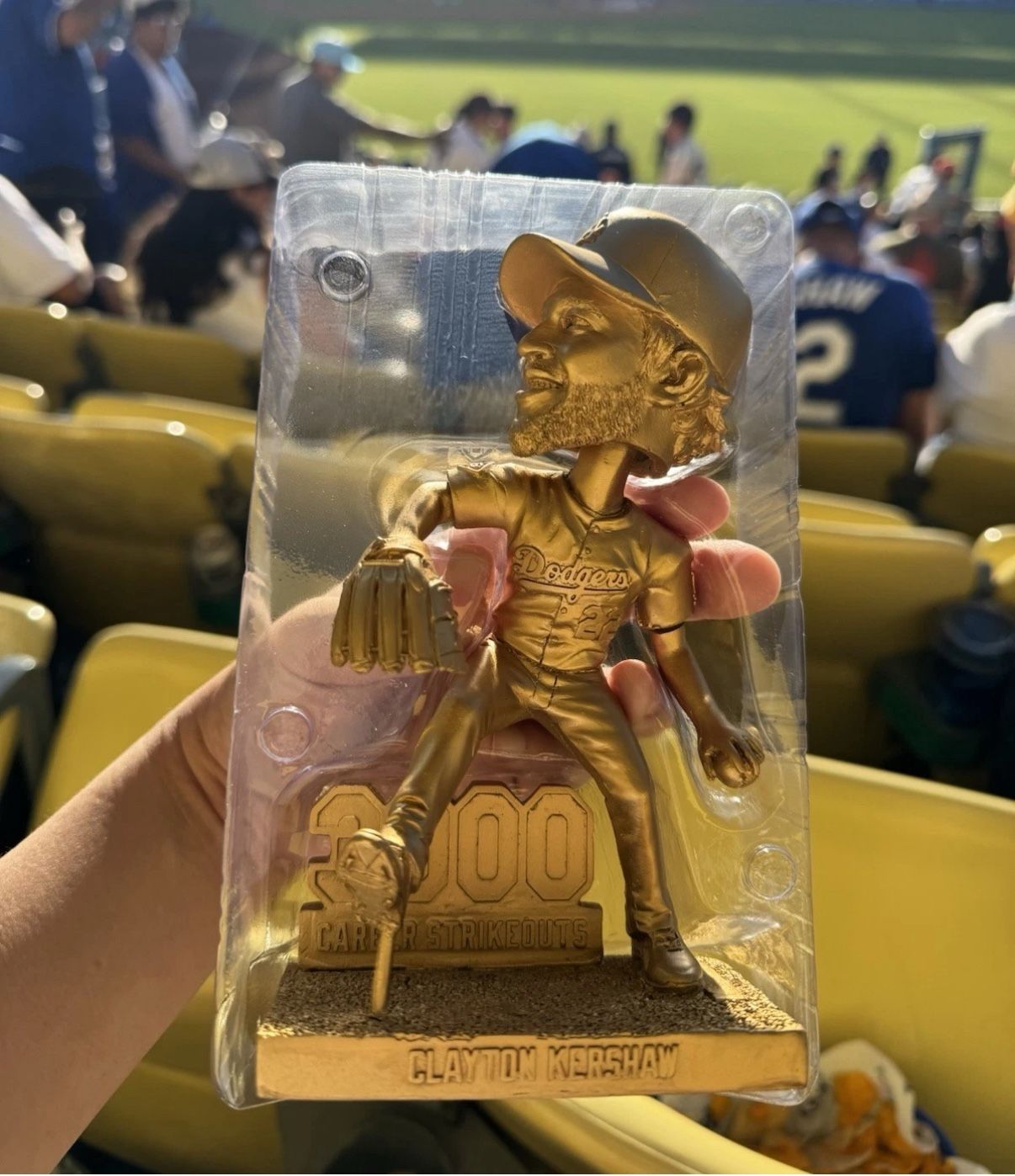 Gold Clayton Kershaw 3000 Strikeout Bobblehead SGA LA Dodgers 🔥