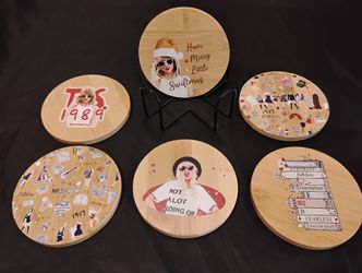 Taylor Swift Wood Coasters set NEW 
Set of 6 Coasters NEW