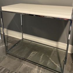 White & Chrome Console Table 