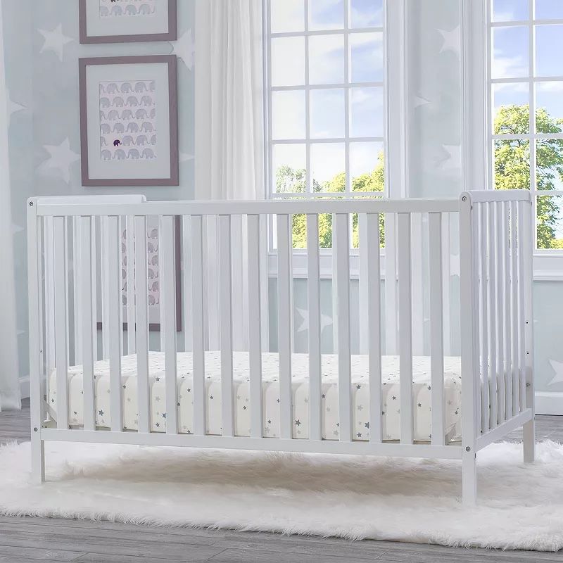 Delta Children Bentley S Series 4-in-1 Convertible Baby Crib, White 