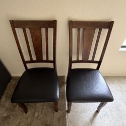 Wooden Sturdy Strong Chair With Leather Seats