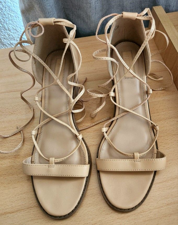 Woman's Beige Clear Heels (Size 8)