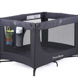 Pamo Babe Portable Crib Baby Playpen with Mattress and Carry Bag (Black)

