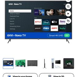 65” Onn Roku Smart Tv With Wall Mount 