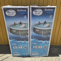 Bestway Fast Set 15’ x 42” Round Inflatable Pool Set