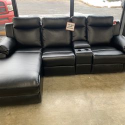 All Black Mini Reclining Sectional On Sale Now!