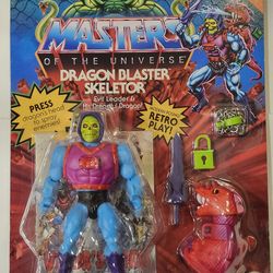 MASTERS OF THE UNIVERSE . RETRO PLAY . DRAGON BLASTER SKELETOR 6 " DELUX ACTION FIGURE.