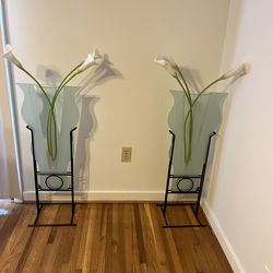 Decorative Glass Floor Vases (Set of 2)