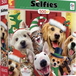 Selfies - Holiday Dogs - 500 Piece Jigsaw Puzzle