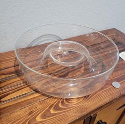 Princess House Chip And Dip Bowl Clear Crystal Handblown Heritage Pattern #401