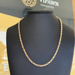 14k yellow gold solid rope chain 21inch