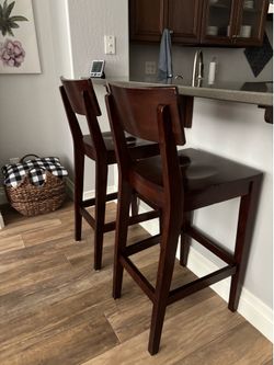 Wood Bar Stools – Set of 2, Bar Height