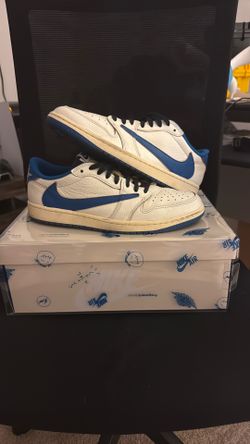 Travis Scott Jordan 1 low fragment military blue