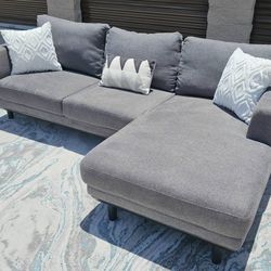 Like New Grey / Gray Mid-Century Modern Sectional Sofa ( Couch ) - Delivery +$30