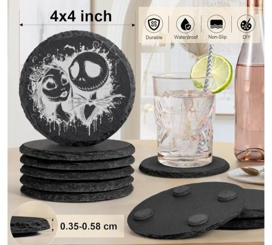 Jack And Sally Slate Coaster Set Of 4