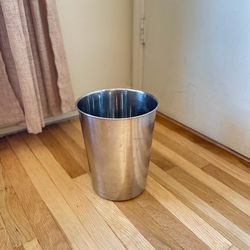 Chrome Metal Silver Small Trash Bin Can