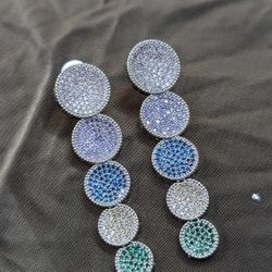 Beautiful AD Zircon Invisible Setting Dangler Earrings 