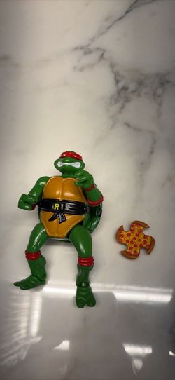 Vintage 1992 TMNT Mutatin’ Raphael Transforming Figure + Pizza Star Playmates