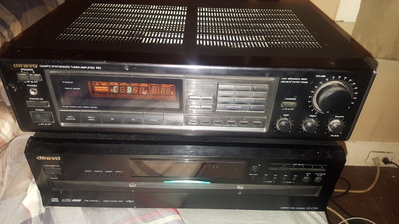 Onkyo 5 Disk CD Player & Onkyo Reciever