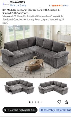 Sectional couch W/ pull out bed