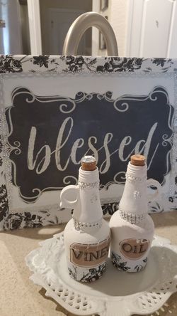 Saby chic hand made tray and bottles