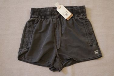 Billabong Women's Swim Board Shorts Size S NWT Gray Polyester Drawstring Pockets
