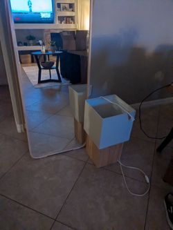 Wood frame mirror and matching lamp