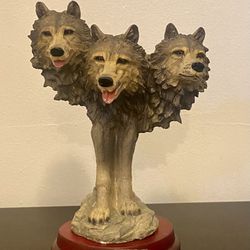 Classic Wildlife Collection 8” 3 Head Wolf Resin Statue