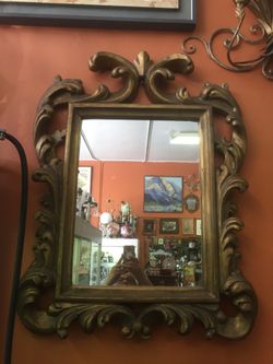 Antique vintage ornate gold mirror