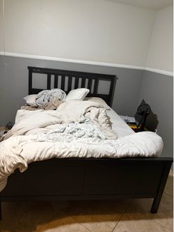 IKEA Queen Bed Frame and Mattress Black